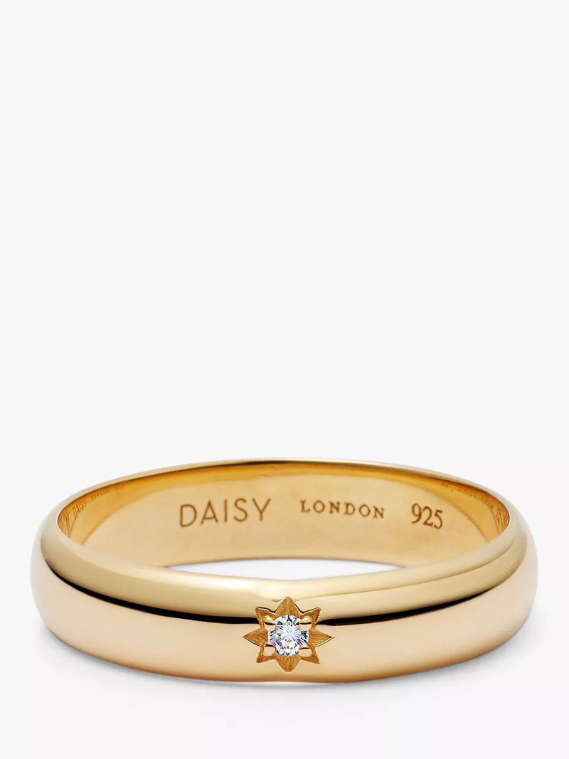 Daisy London Topaz Engraved Star Band Ring, Gold