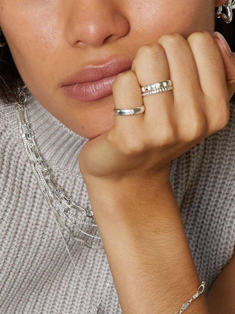 Daisy London topaz engraved star band ring, imported from the UK