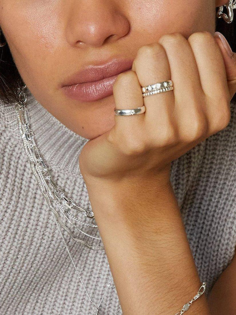 Daisy London topaz engraved star band ring, imported from the UK