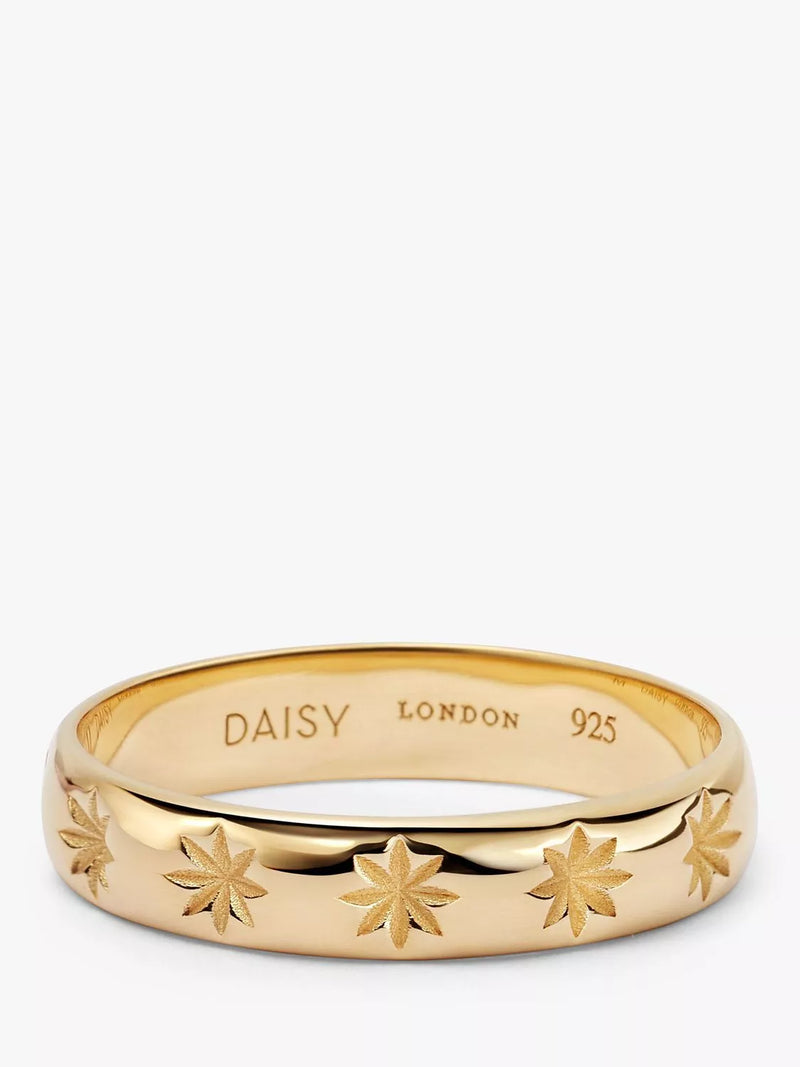 Daisy London Star Engraved Band Ring, Gold, N