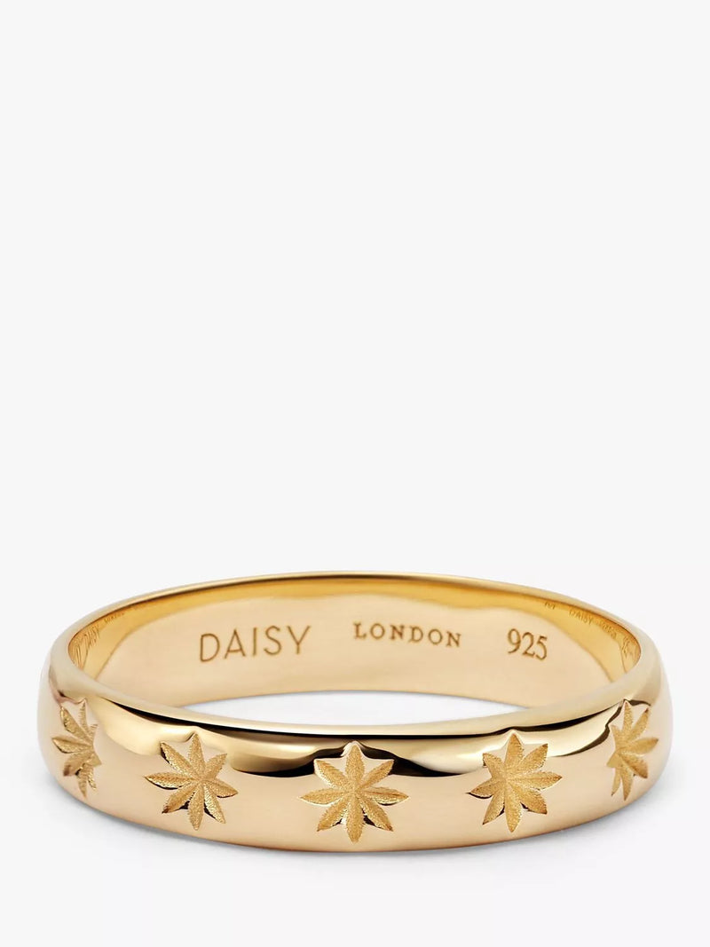 Daisy London Star Engraved Band Ring, Gold, L
