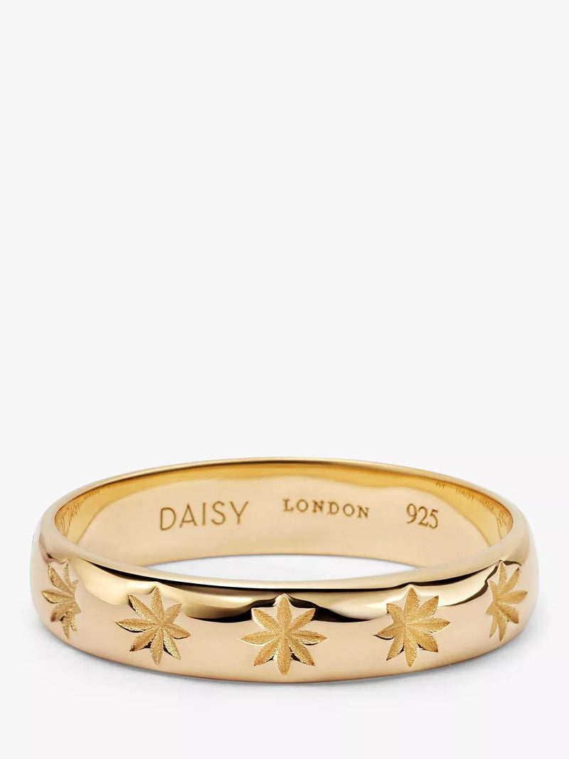 Daisy London Star Engraved Band Ring, Gold, R