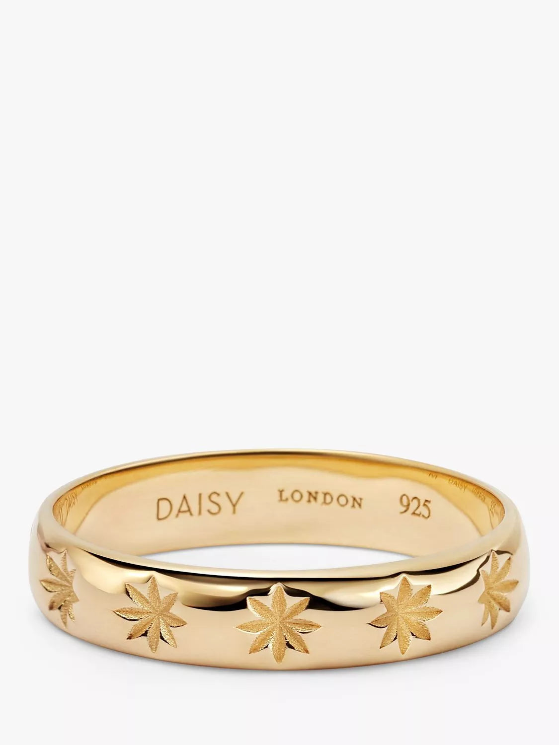 Daisy London Star Engraved Band Ring, Gold, J