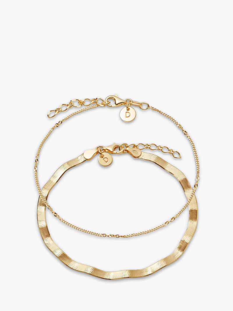 Daisy London Forever Wavy Chain Bracelet Set, Pack of 2, Gold