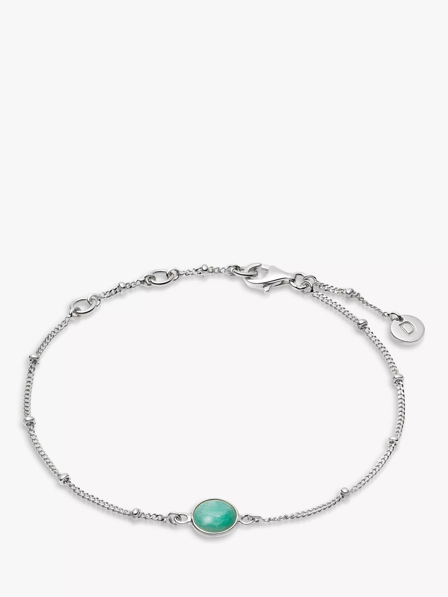 Daisy London Gemstone Bobble Chain Bracelet, Silver/Aventurine