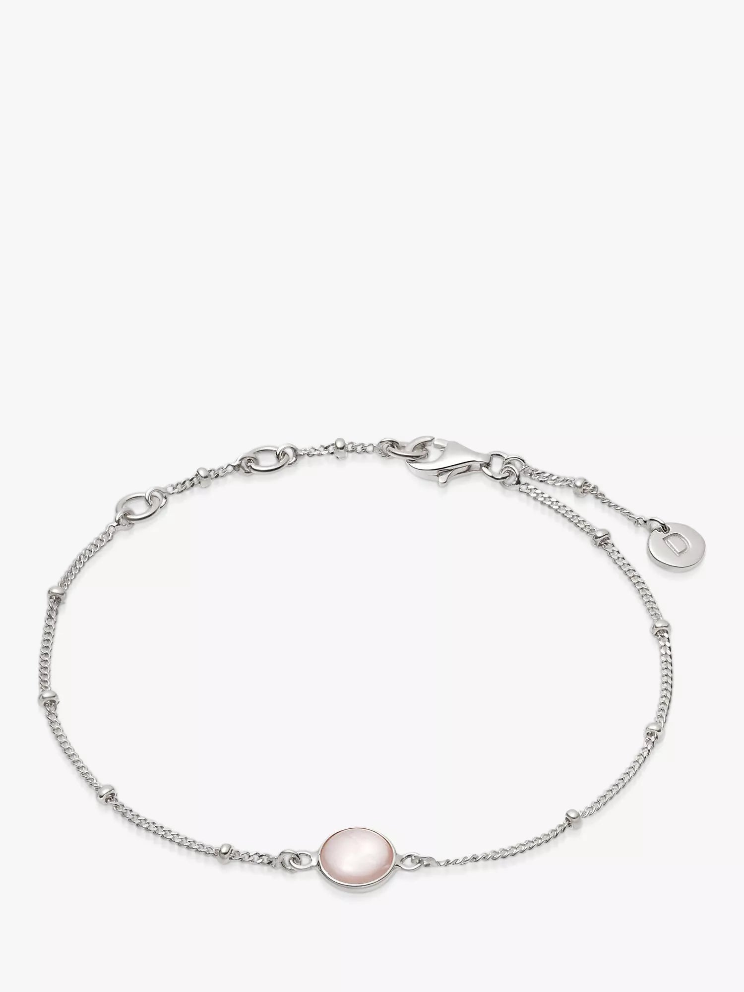 Daisy London Gemstone Bobble Chain Bracelet, Silver/Aventurine