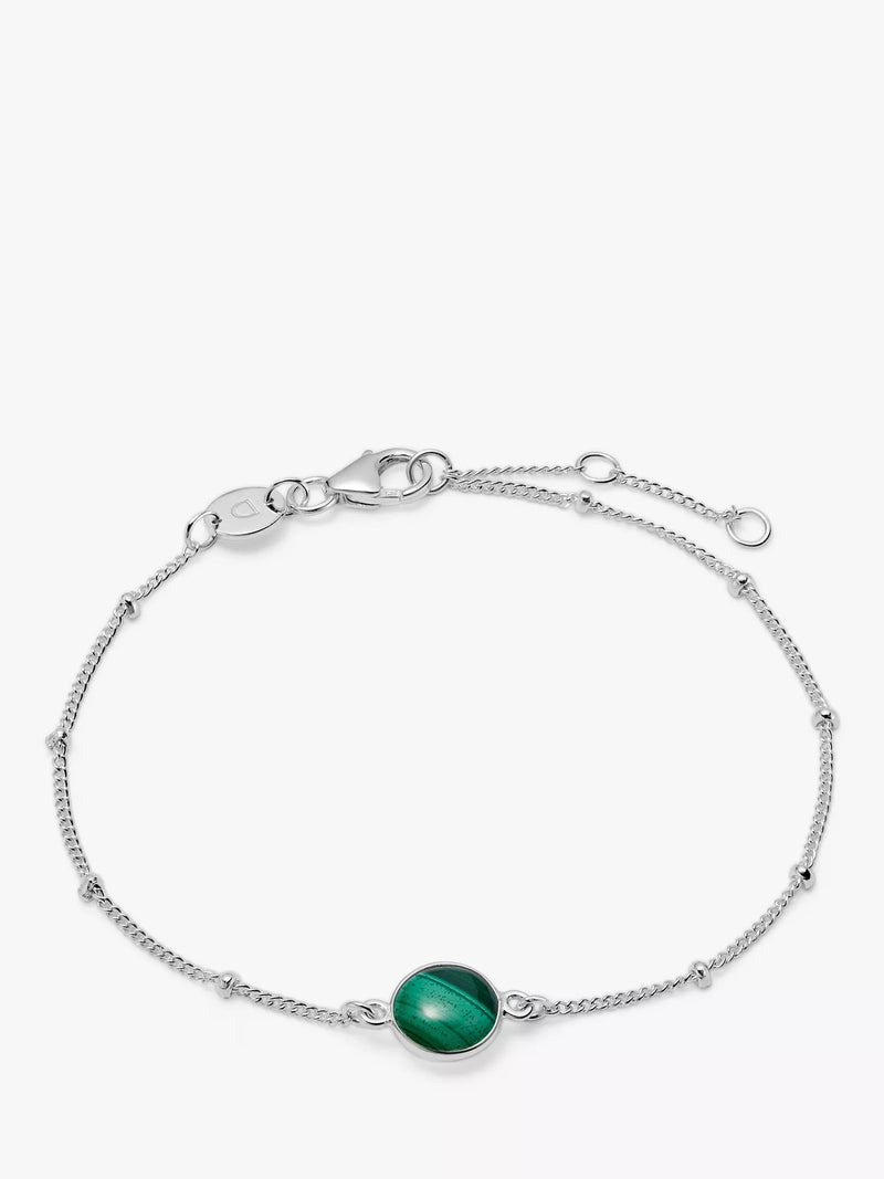 Daisy London Gemstone Bobble Chain Bracelet, Silver/Aventurine