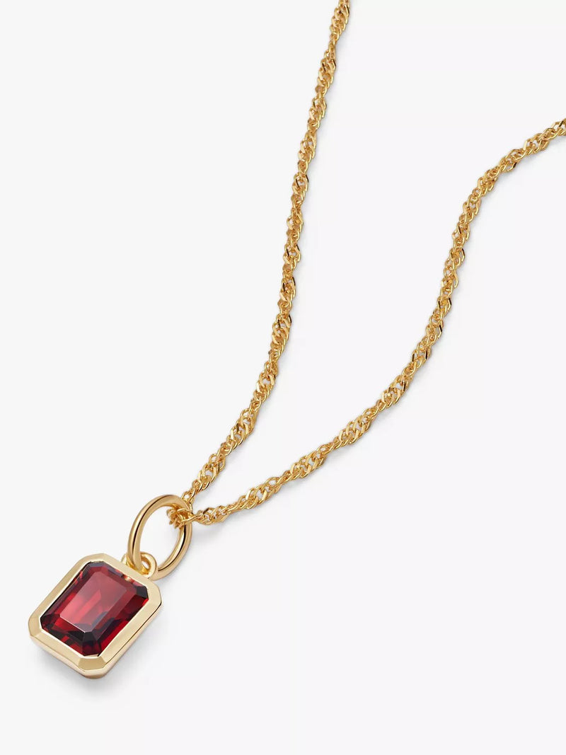 Daisy London pendant necklace garnet birthstone, imported from the UK