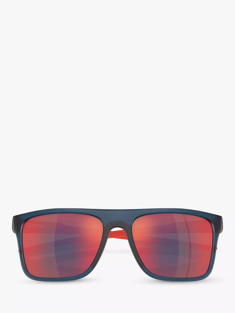 Scuderia Ferrari men's square sunglasses opal blue/red, imported from the UK