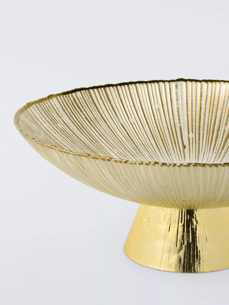 John Lewis Footed Glass Bowl, 33cm, Gold