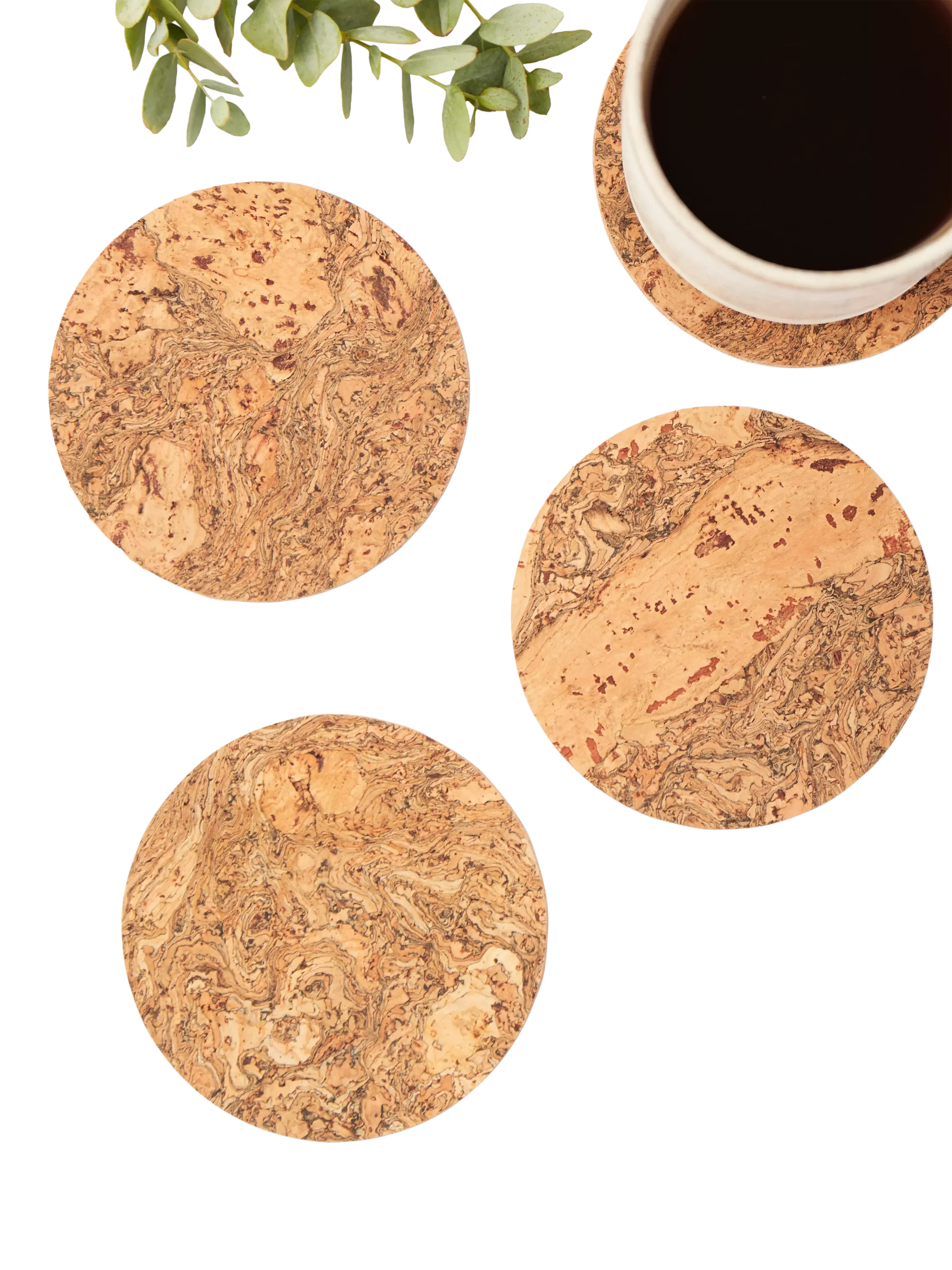LIGA natural cork coasters set of four, UK version