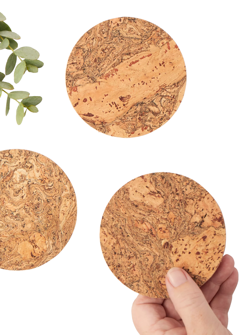 LIGA natural cork coasters set of four, UK version