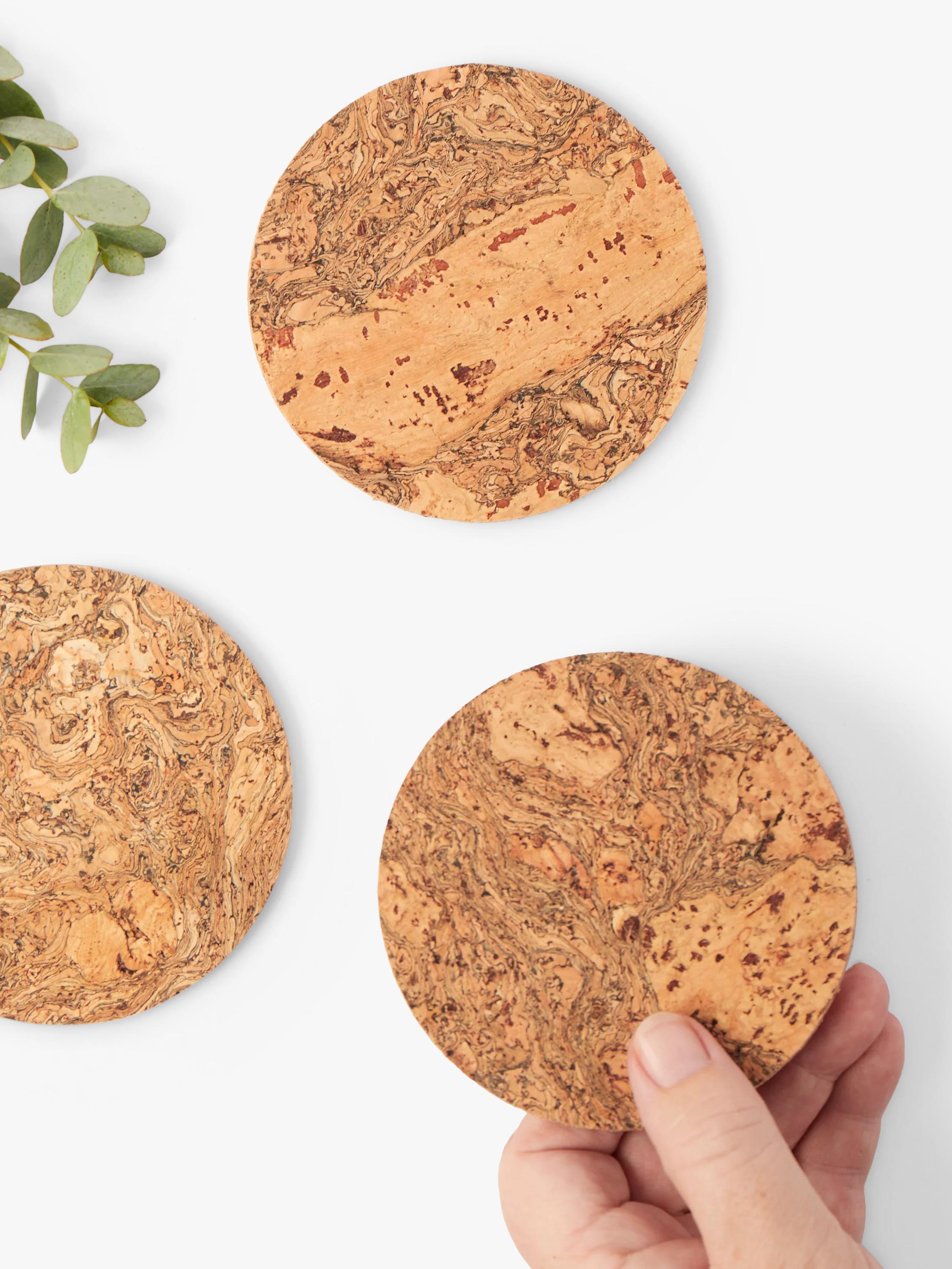 LIGA natural cork coasters set of four, UK version
