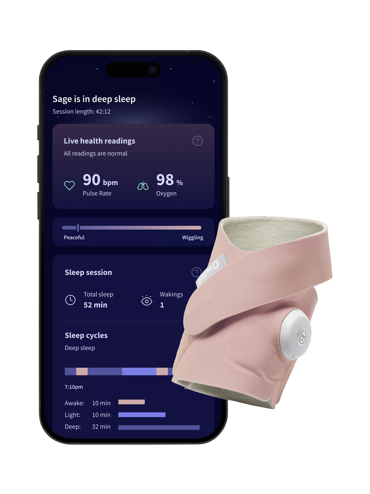 Owlet Dream Sock smart baby monitor Dusty Rose - British product