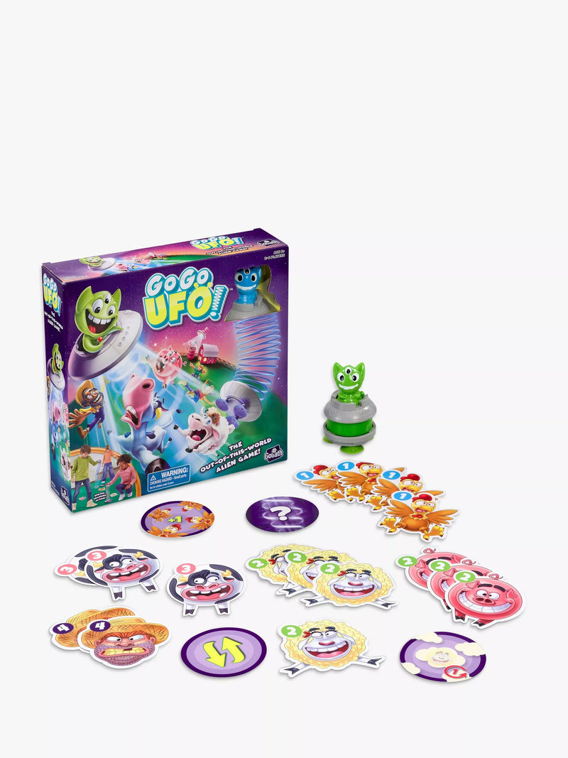 Vivid alien adventure game with bouncy UFOs and cards (British brand)