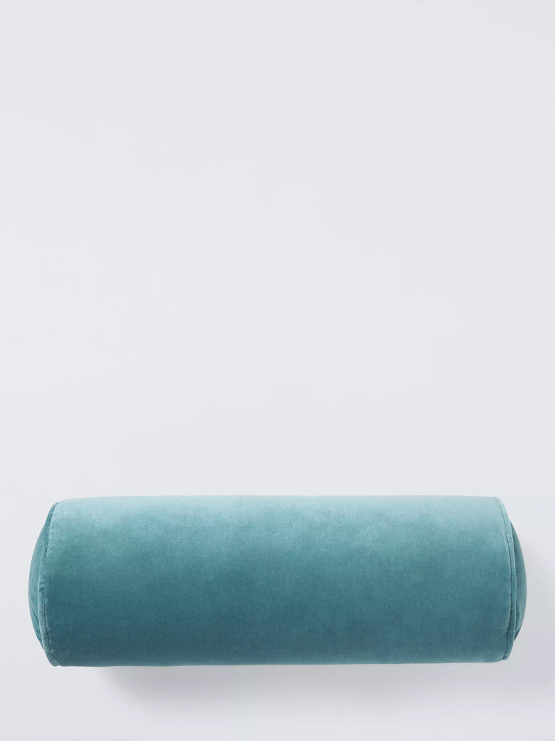 John Lewis Cotton Velvet Bolster Cushion, Teal