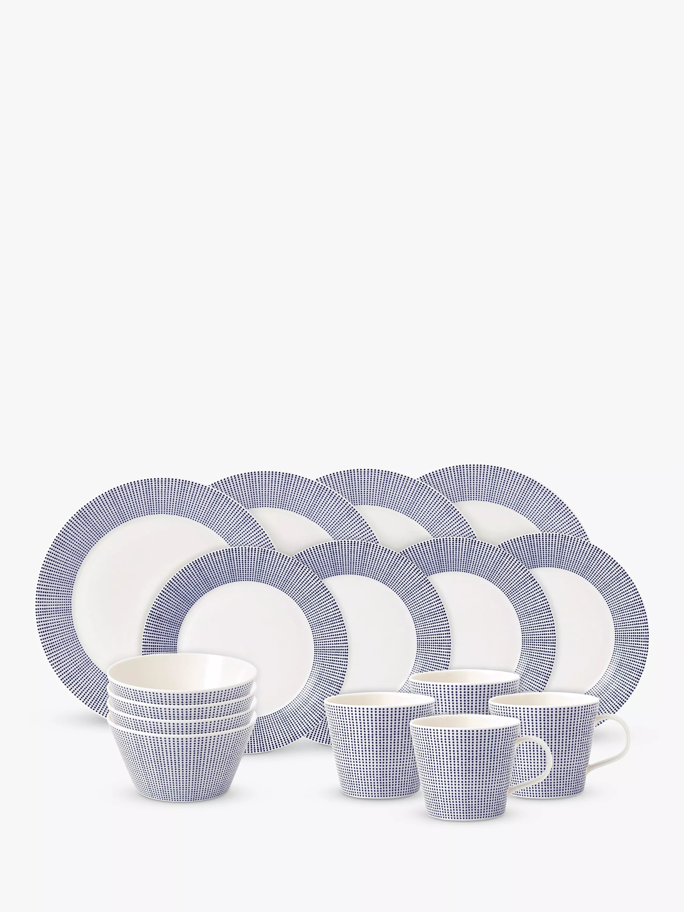 Royal Doulton Pacific dot porcelain dinnerware set blue 16 piece (British brand)