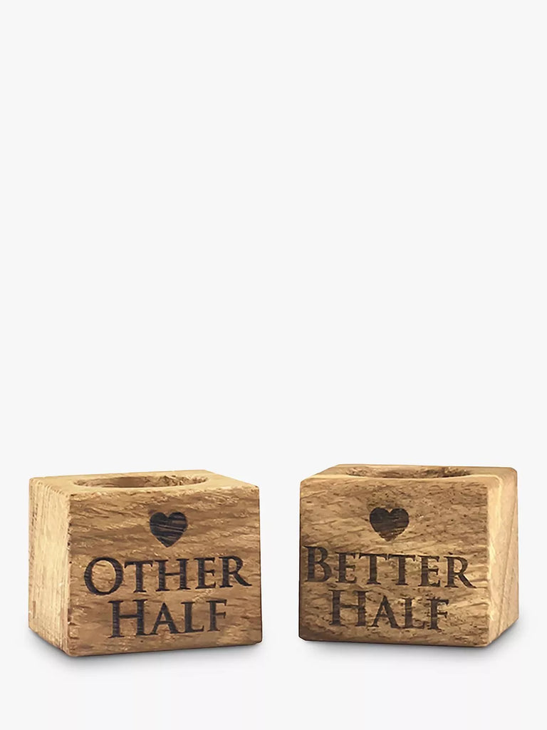 Selbrae House Better Half Oak Wood Egg Cups, Set of 2