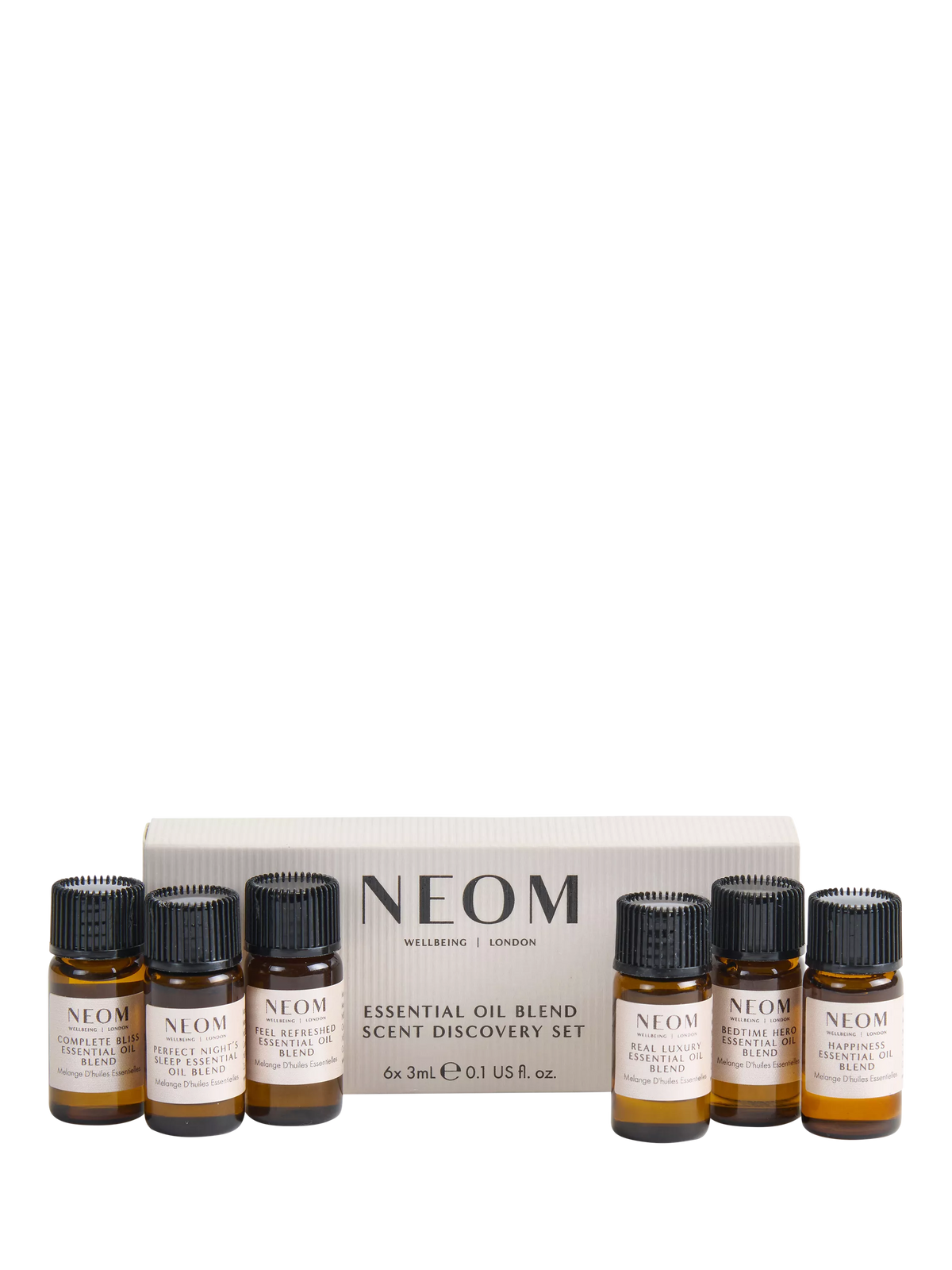 NEOM Wellbeing London essential oil discovery set 66g, imported from the UK
