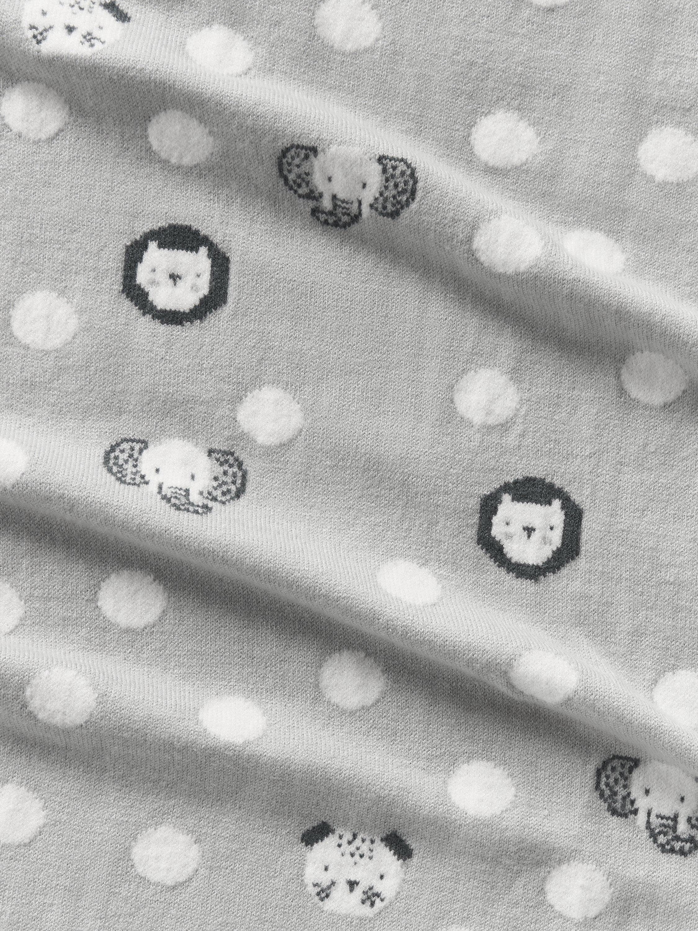 John Lewis baby blanket safari spot print grey 80x100cm - British product