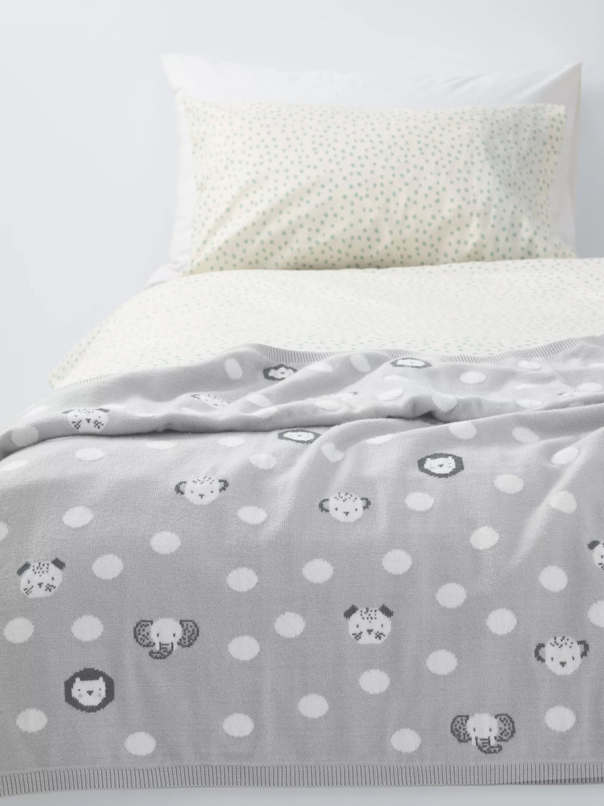 John Lewis baby blanket safari spot print grey 80x100cm - British product