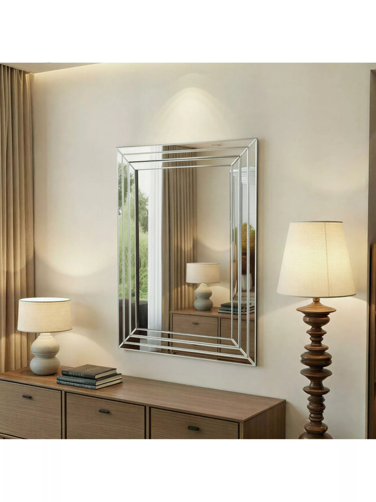 Yearn bevelled glass rectangular wall mirror 119x89cm (British brand)