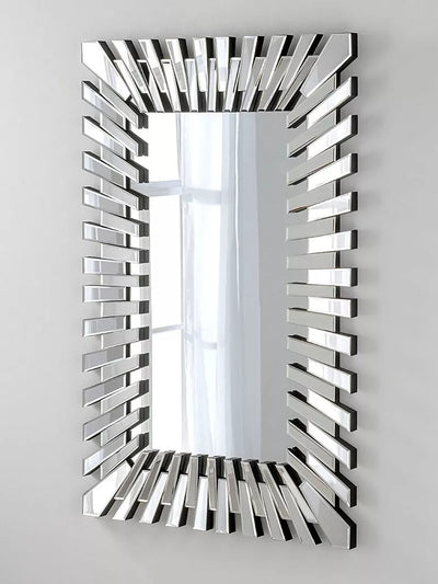 John Lewis Yearn Faceted Bevelled Glass Rectangular Wall Mirror Black/Clear 120 x 80cm- Buy online at McGrocer