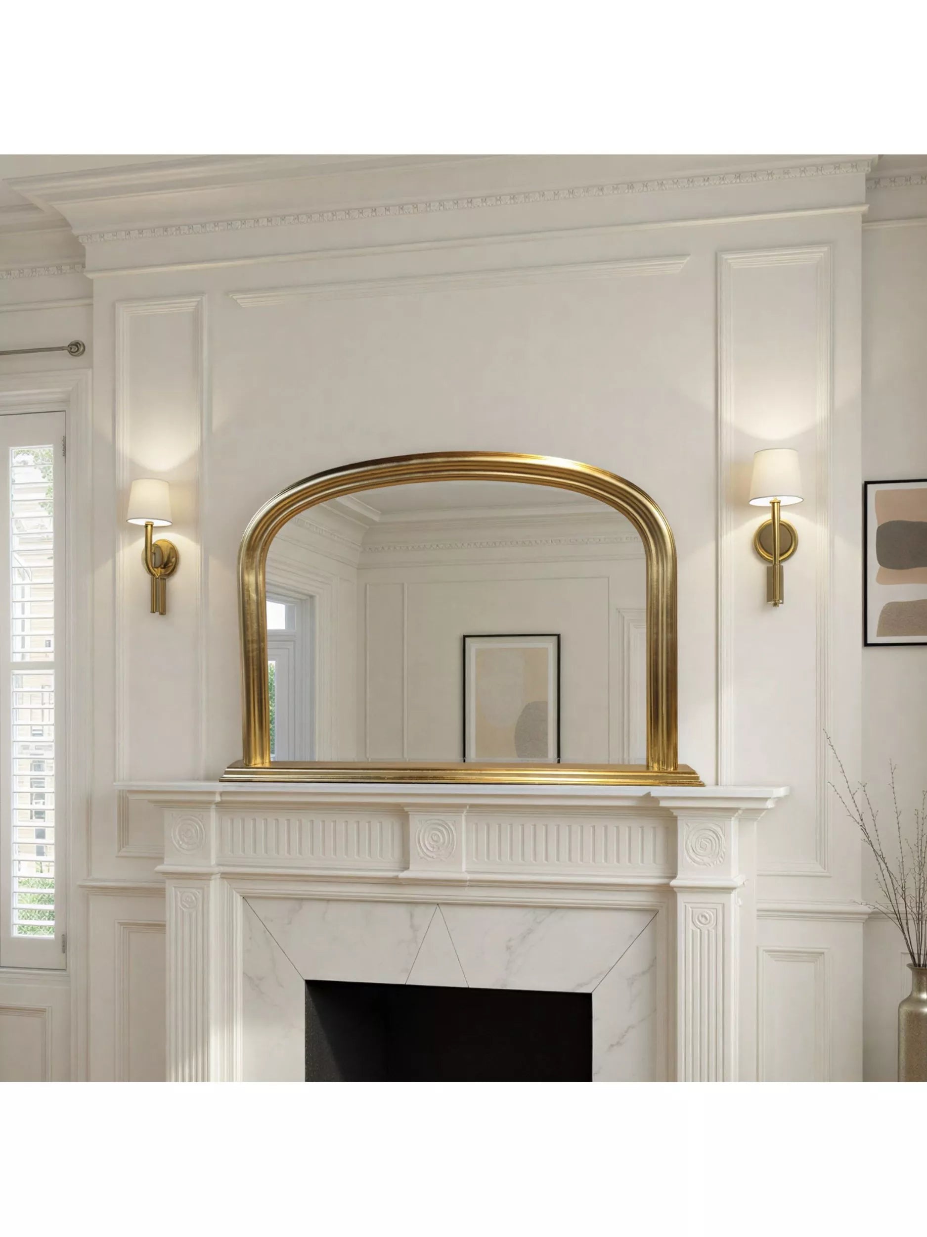 Yearn Ribbed Overmantel Wall Mirror, 77 x 112cm