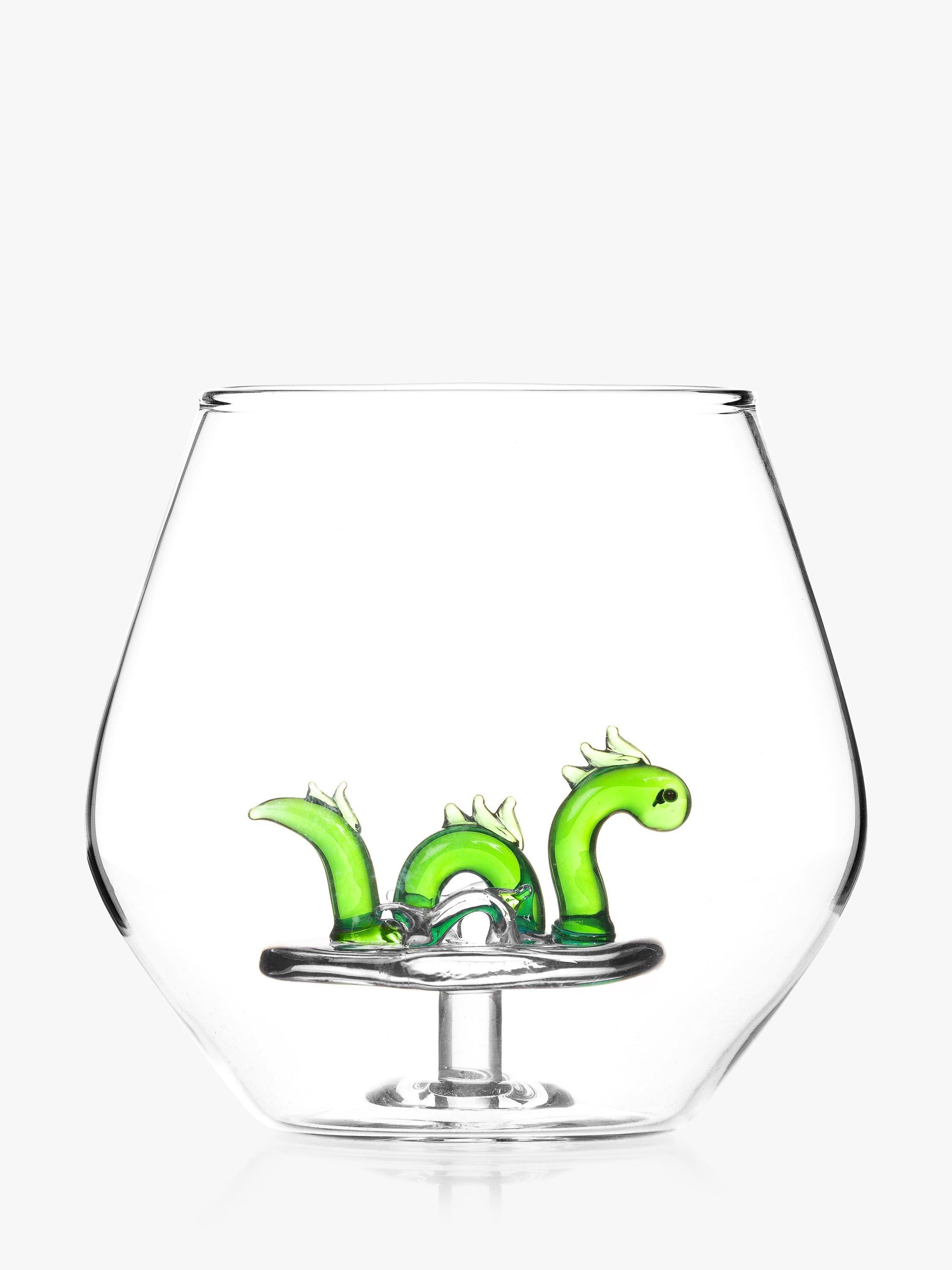 Bar Bespoke Loch Ness Monster clear glass tumbler 400ml - British product
