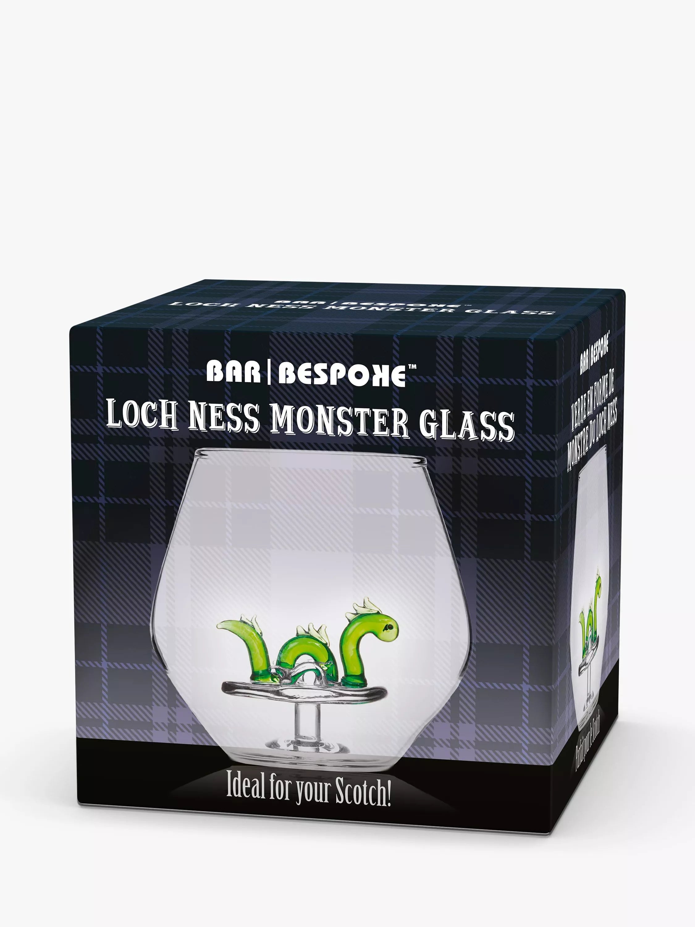 Bar Bespoke Loch Ness Monster clear glass tumbler 400ml - British product