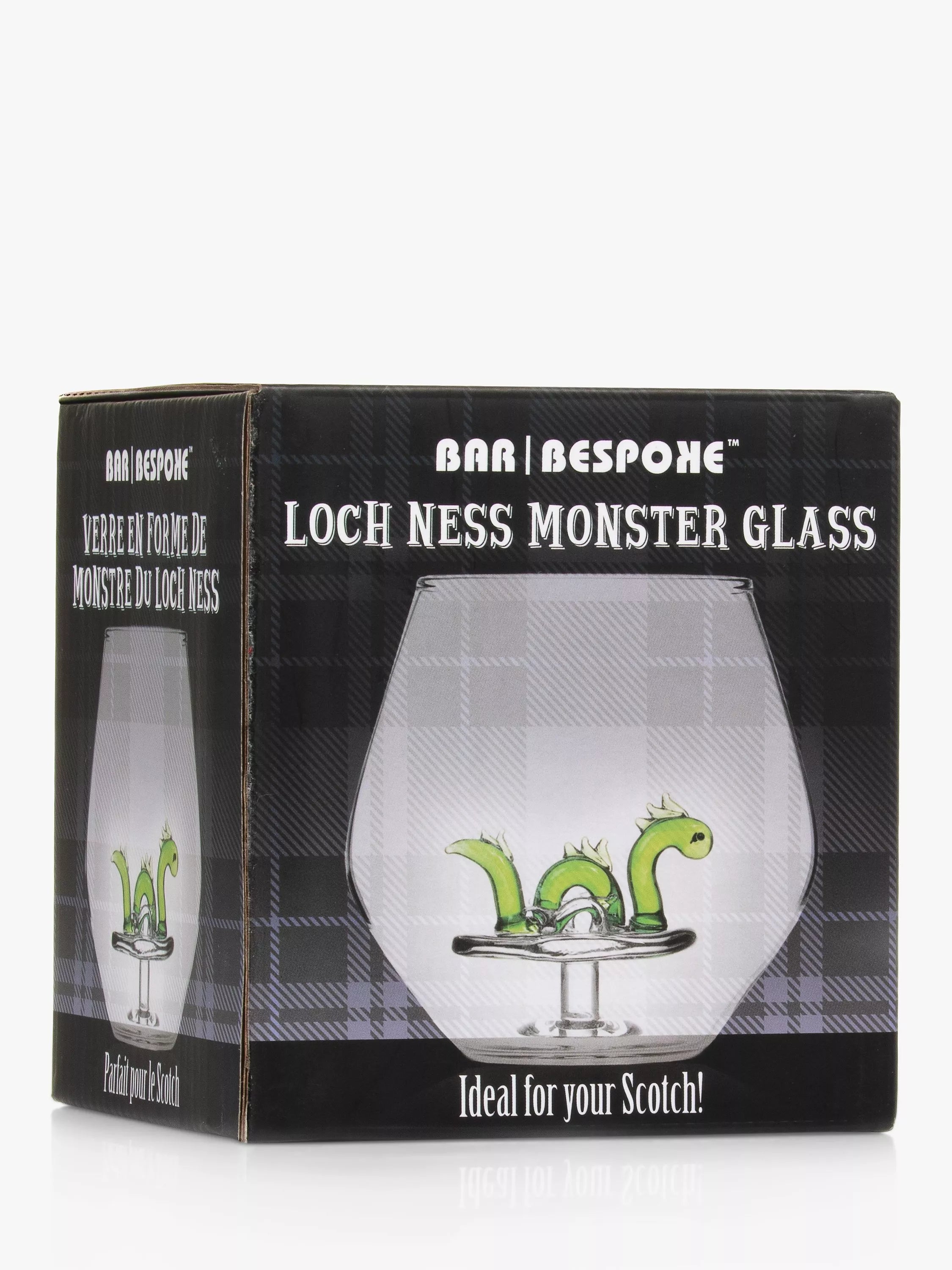 Bar Bespoke Loch Ness Monster clear glass tumbler 400ml - British product