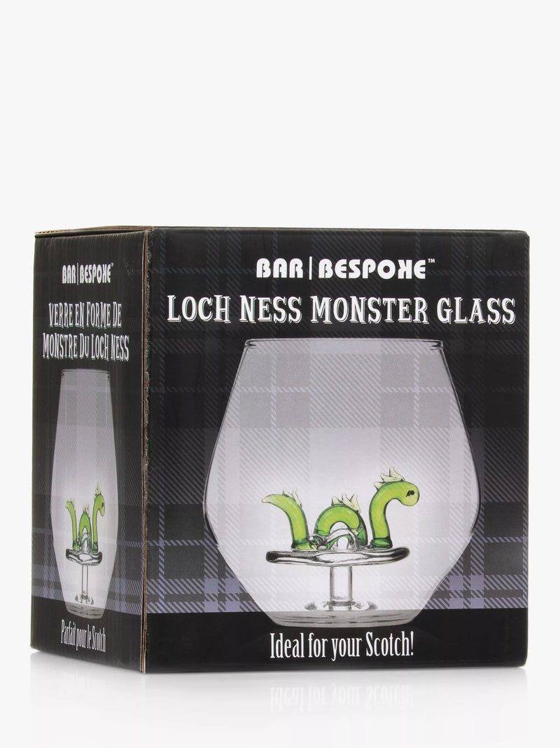 Bar Bespoke Loch Ness Monster clear glass tumbler 400ml - British product