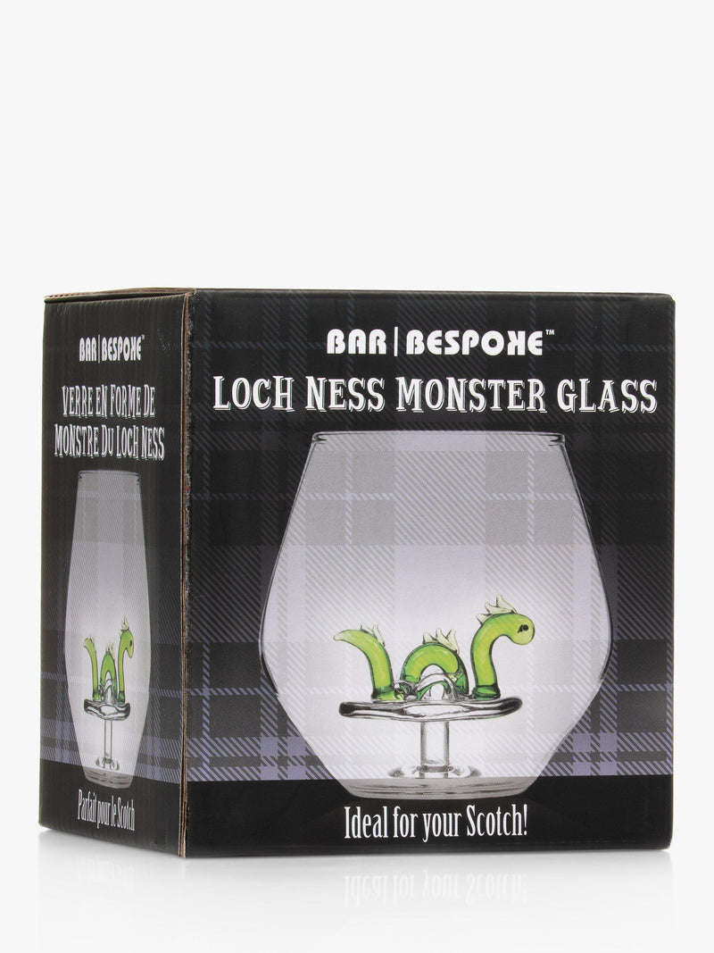 Bar Bespoke Loch Ness Monster clear glass tumbler 400ml - British product