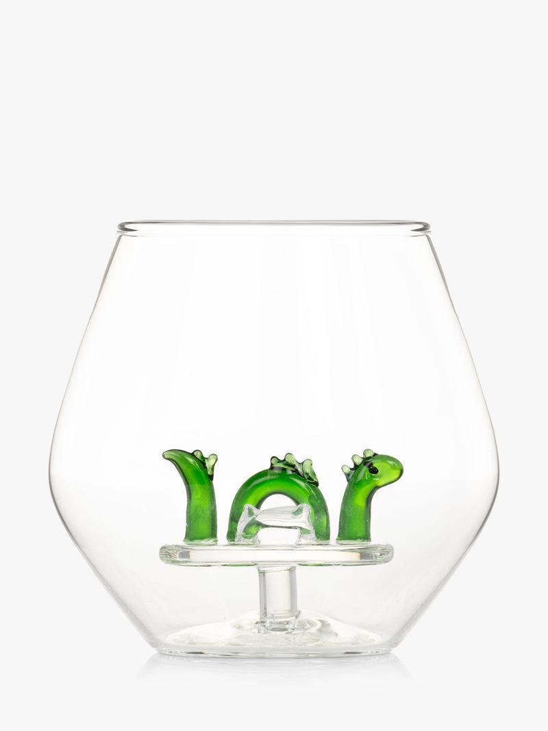 Bar Bespoke Loch Ness Monster clear glass tumbler 400ml - British product