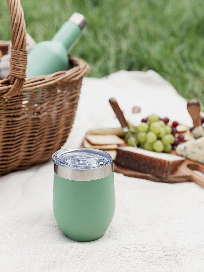 Uberstar wine cup in sage green, 350ml (British brand)