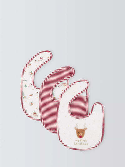 مريلة John Lewis My First Christmas، عبوة من 3، متعددة