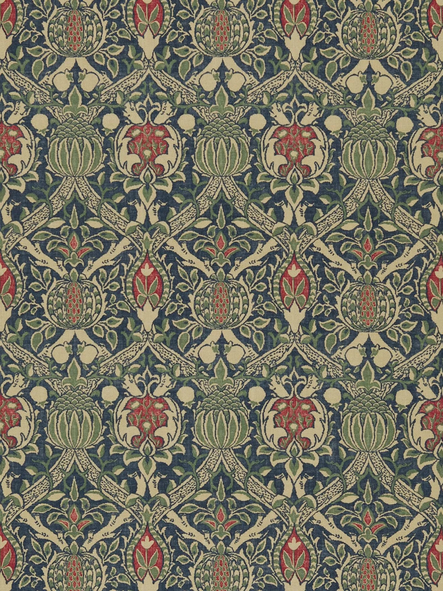 Morris & Co. Granada furnishing fabric indigo/red (British brand)