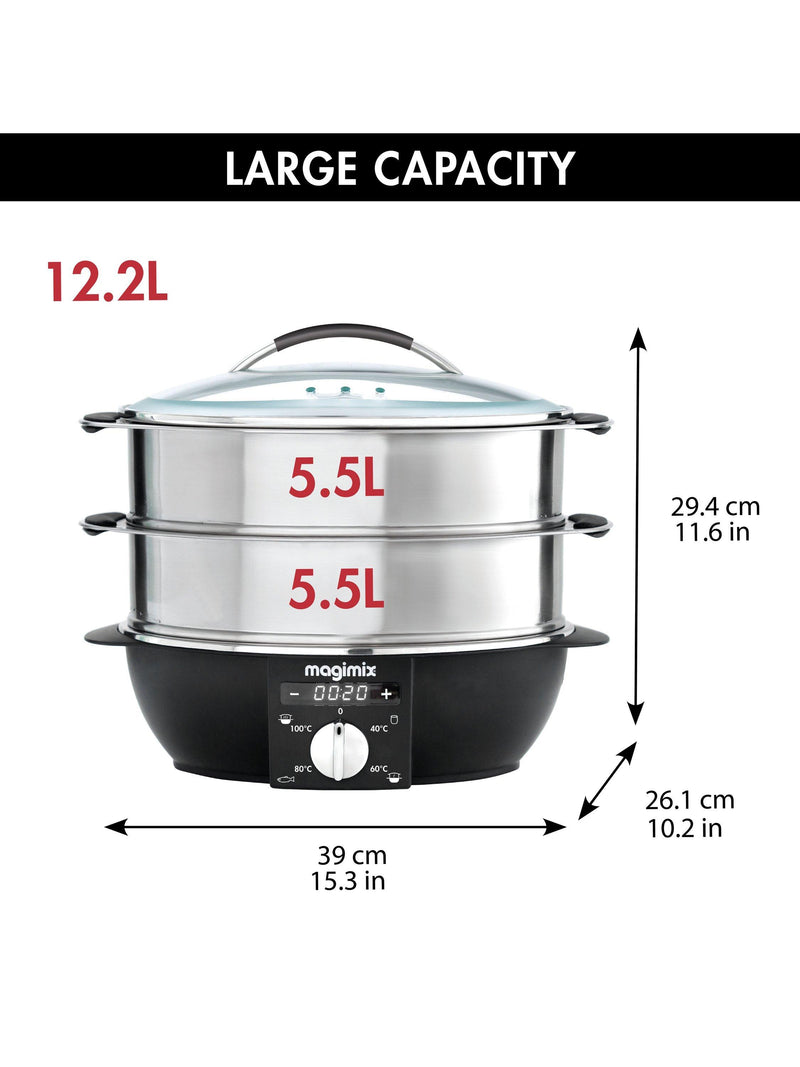 Magimix multifunctional steamer 12.2L black satin, UK version