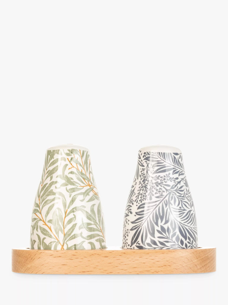 William Morris Print Salt & Pepper Set with Wooden Base, FSC-Certified (Beech Wood)