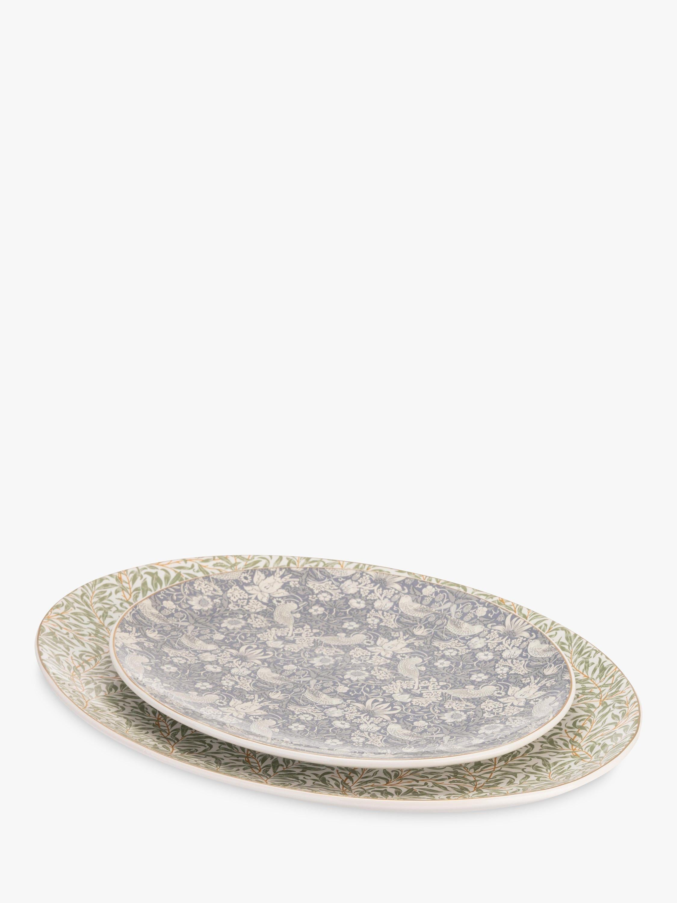 William Morris green oval stoneware serving platters set of 2 40cm (British brand)