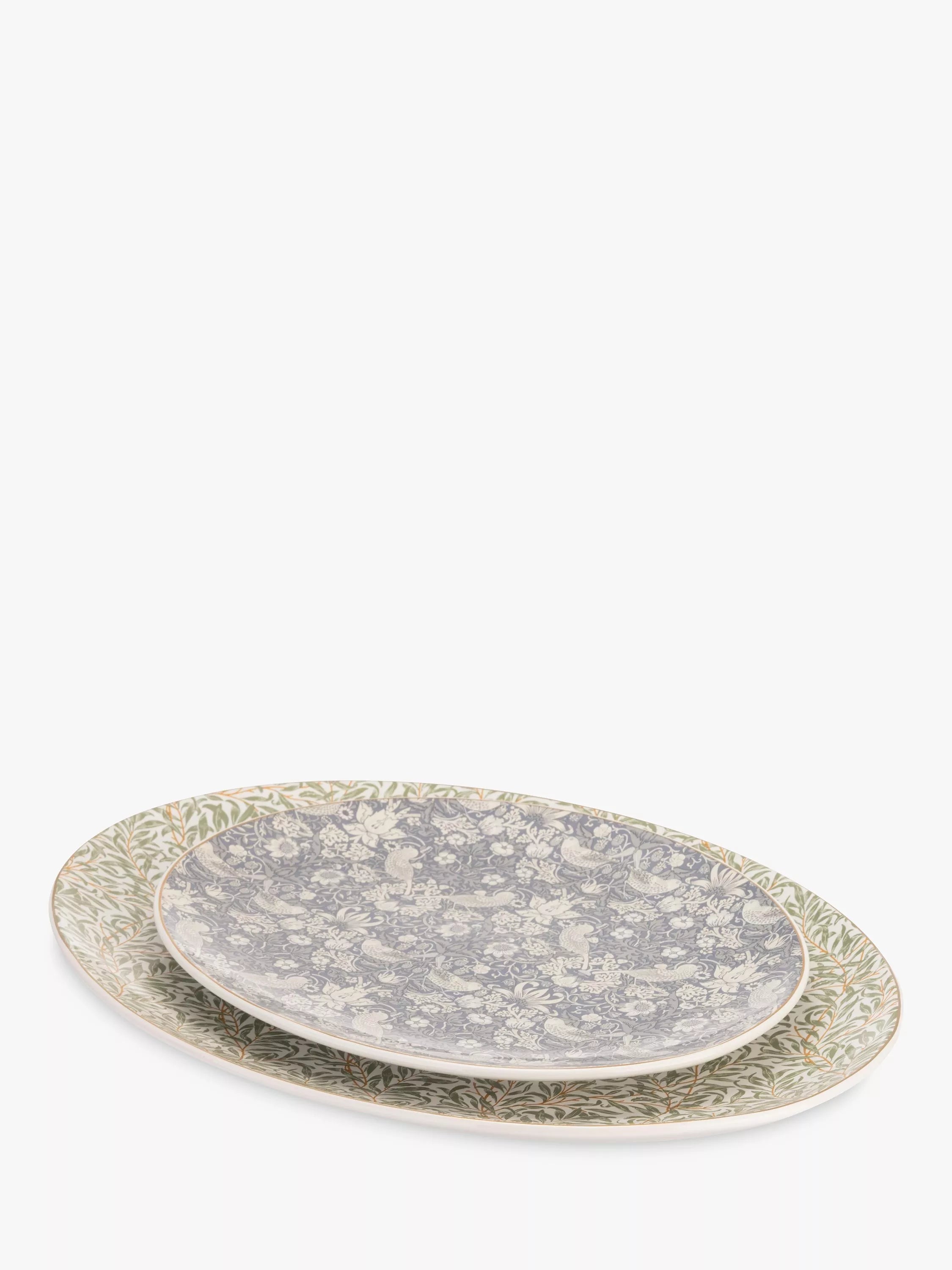 William Morris green oval stoneware serving platters set of 2 40cm (British brand)