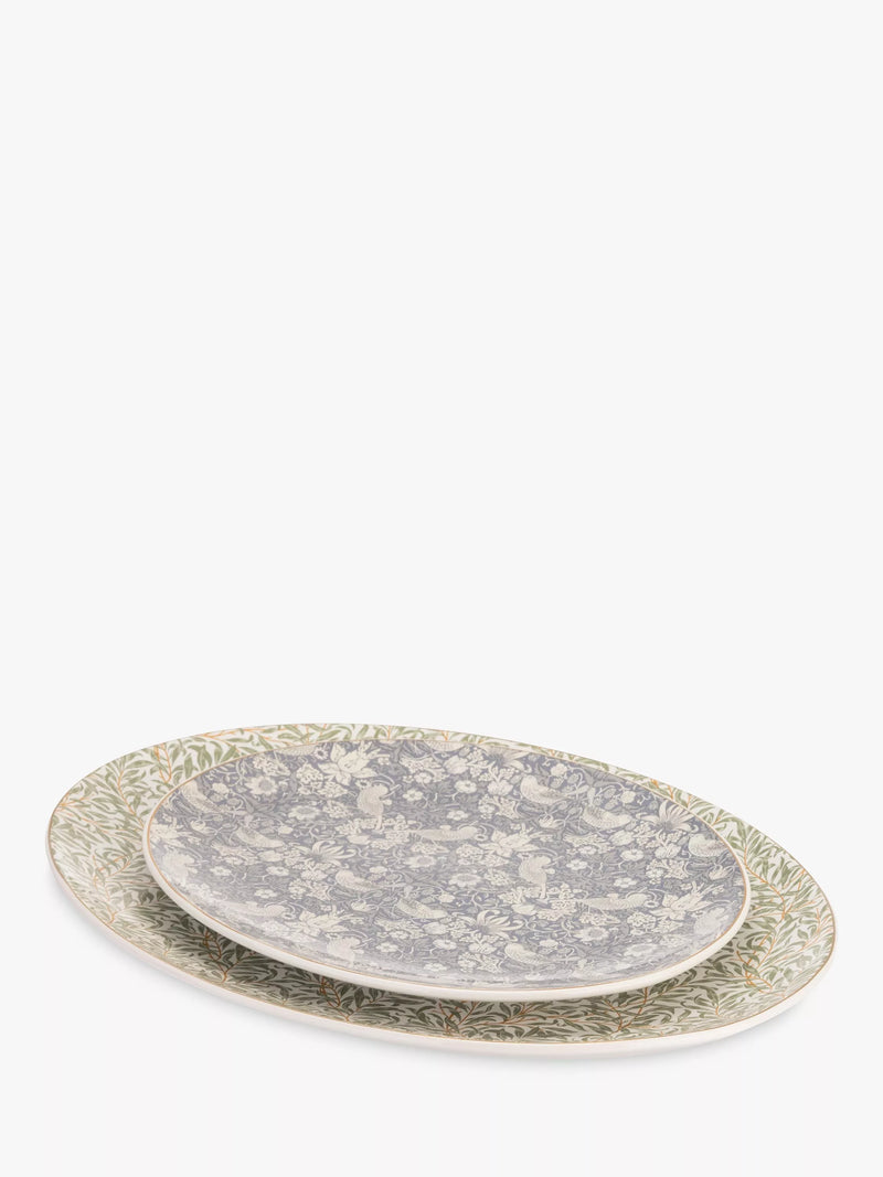 William Morris green oval stoneware serving platters set of 2 40cm (British brand)