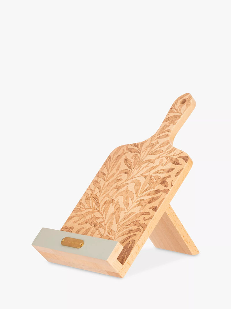 William Morris cookbook stand with Willow Boughs etching, collapsible beech wood (British brand)
