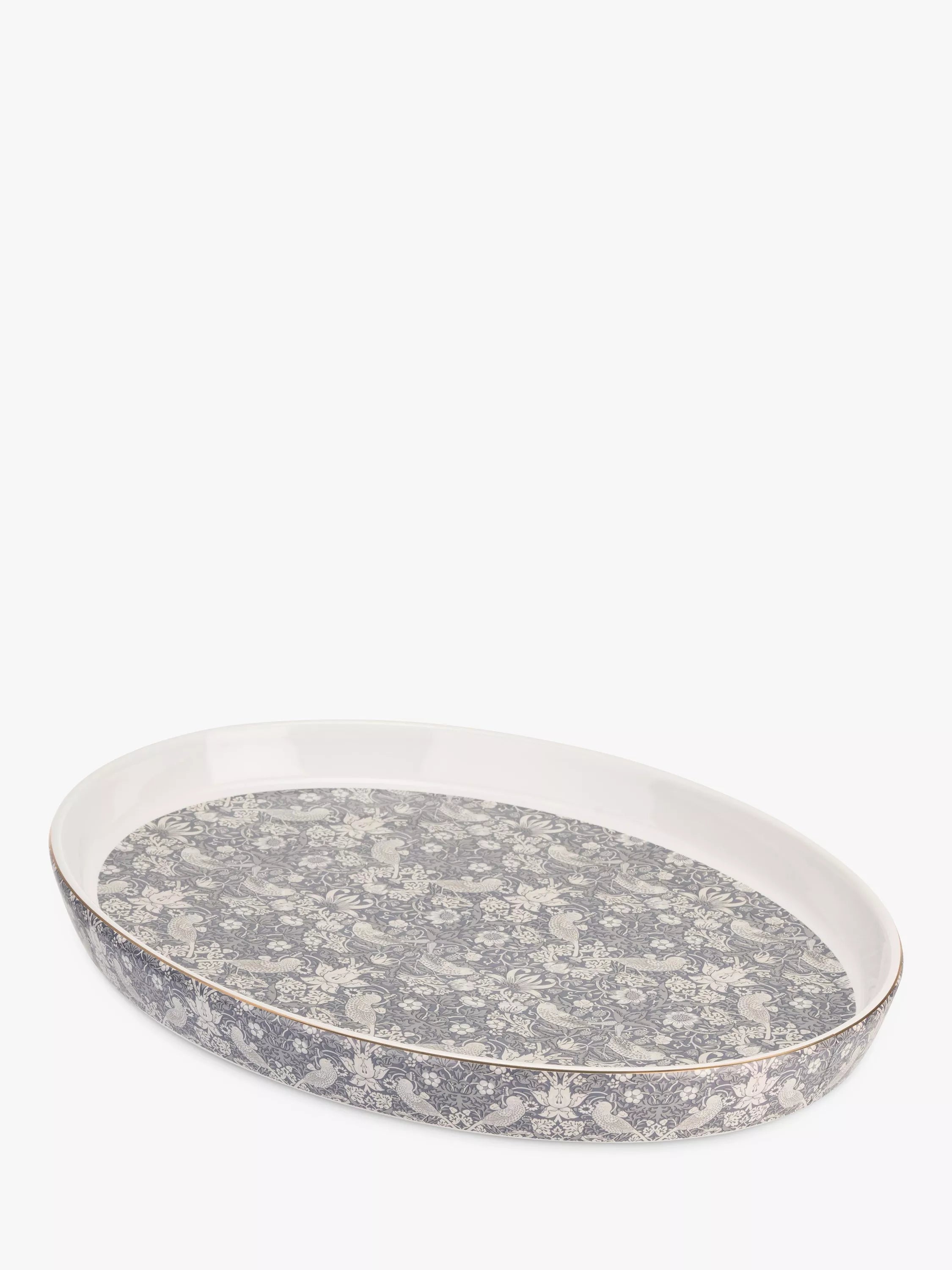 William Morris oval stoneware roaster 40cm in blue and white (British brand)