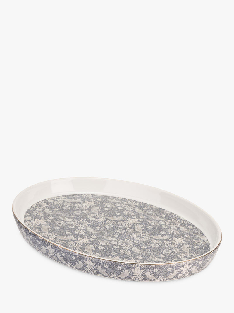 William Morris oval stoneware roaster 40cm in blue and white (British brand)