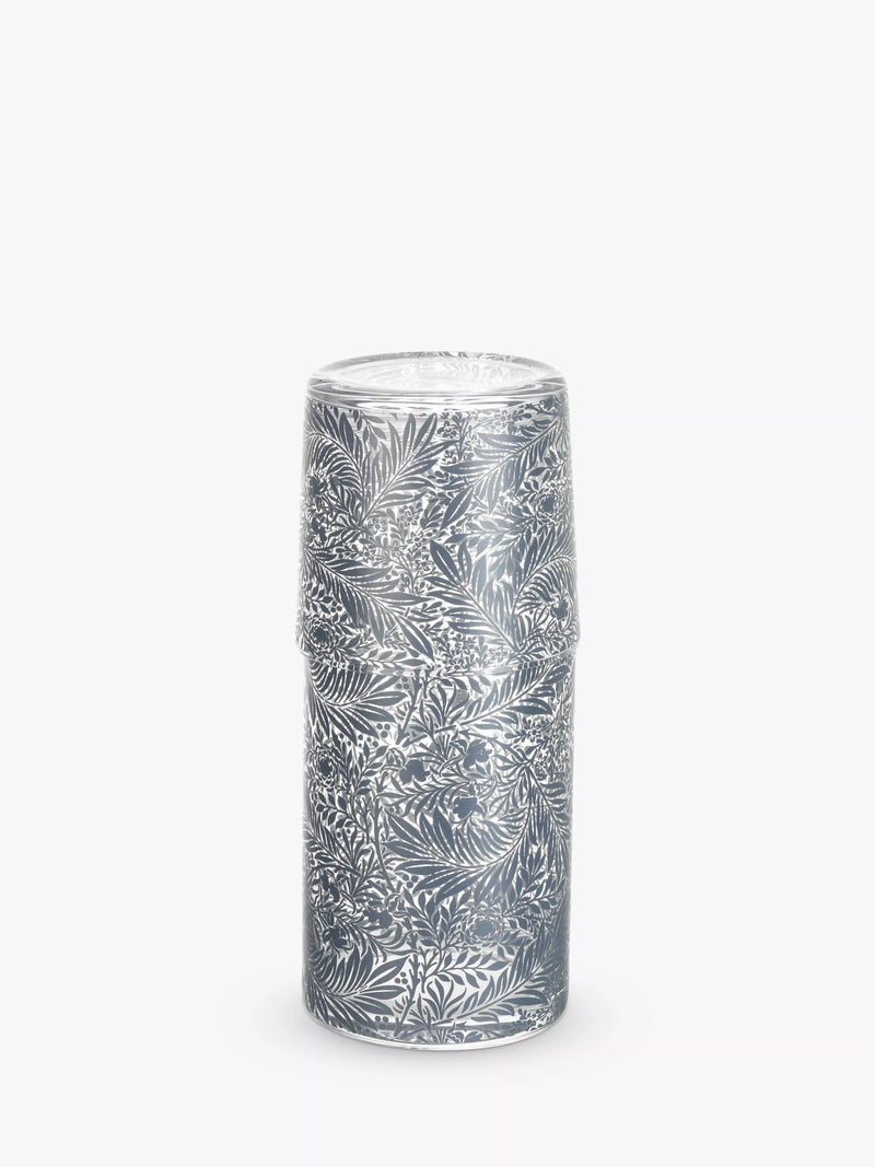 Glass carafe and tumbler set with William Morris pattern (British brand)