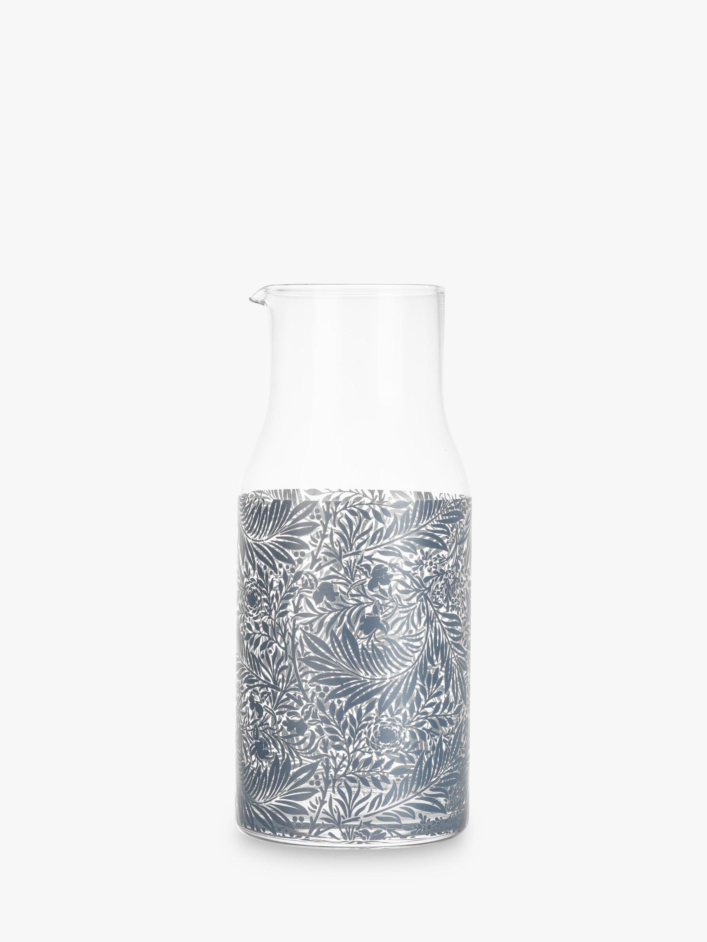 Glasskaraffel og drikkeglass sett med William Morris mønster (britisk merke)