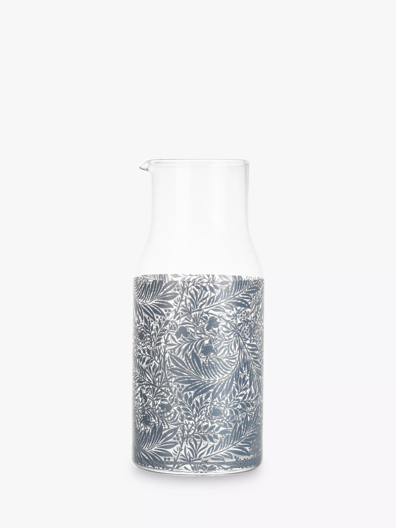 Glass carafe and tumbler set with William Morris pattern (British brand)