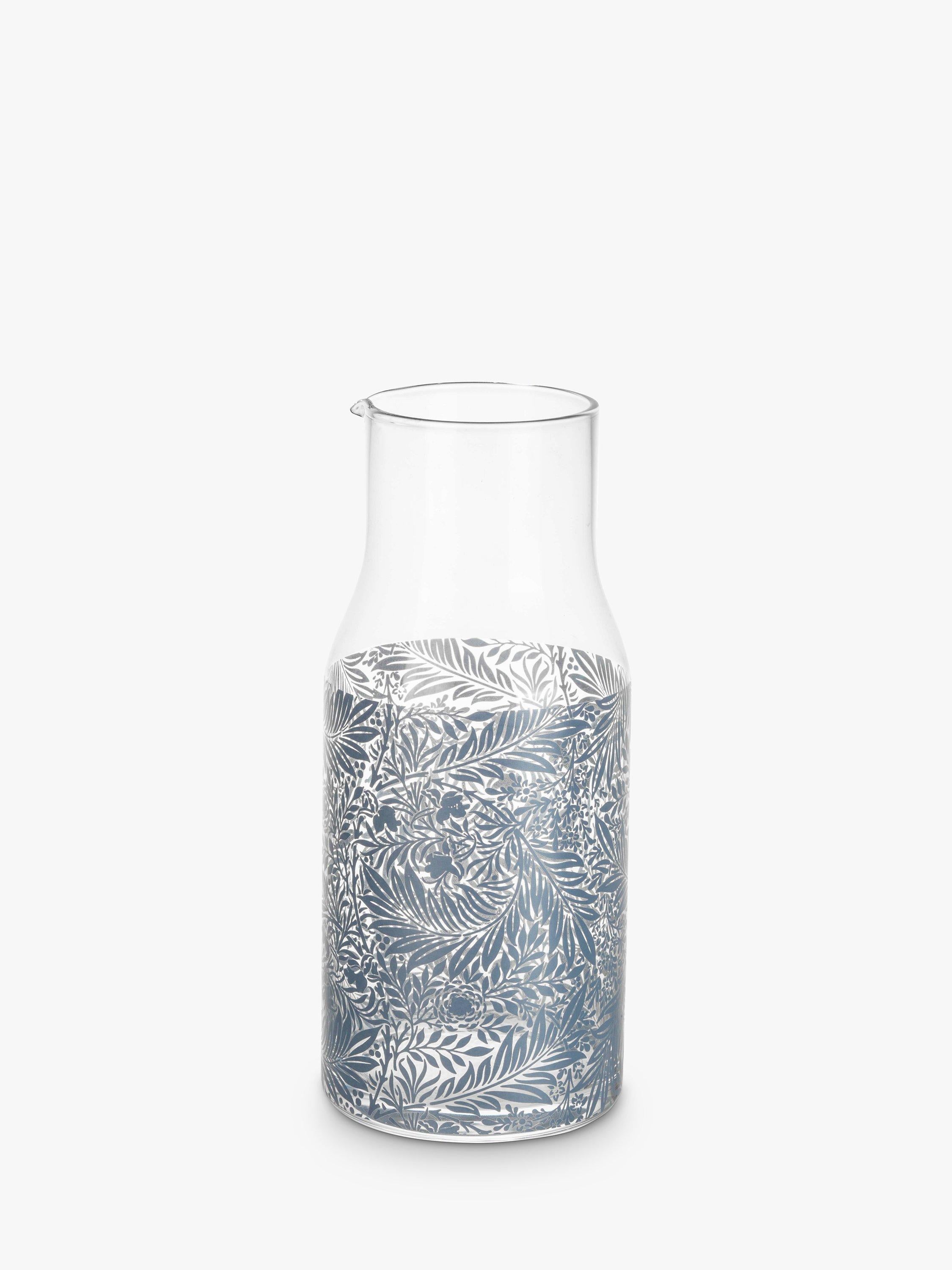Glasskaraffel og drikkeglass sett med William Morris mønster (britisk merke)