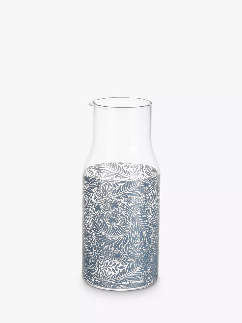 Glass carafe and tumbler set with William Morris pattern (British brand)